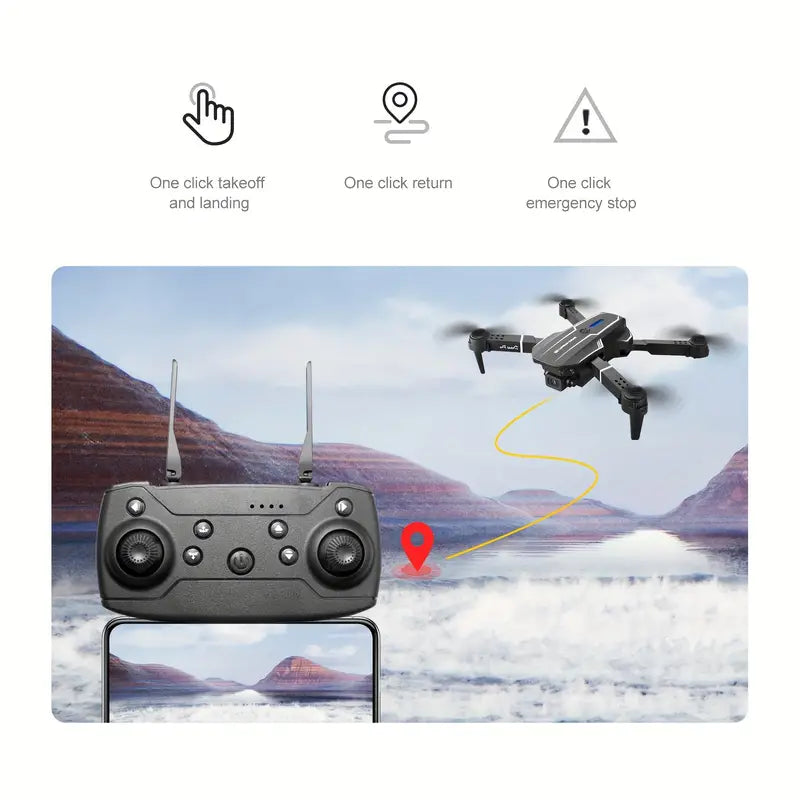 E88 Quadcopter UAV Drone with Dual HD Cameras - Black (HD Dual Camera)