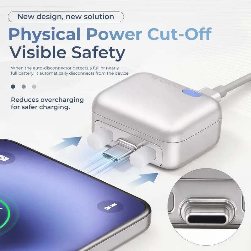 KUWAJIA 140W Power Physical-Disconnect Battery Guard - Safe Auto-Eject Charger with Smart Auto-Stop Charging Function, Accessory for Mobile Phones, Laptops, Tablets