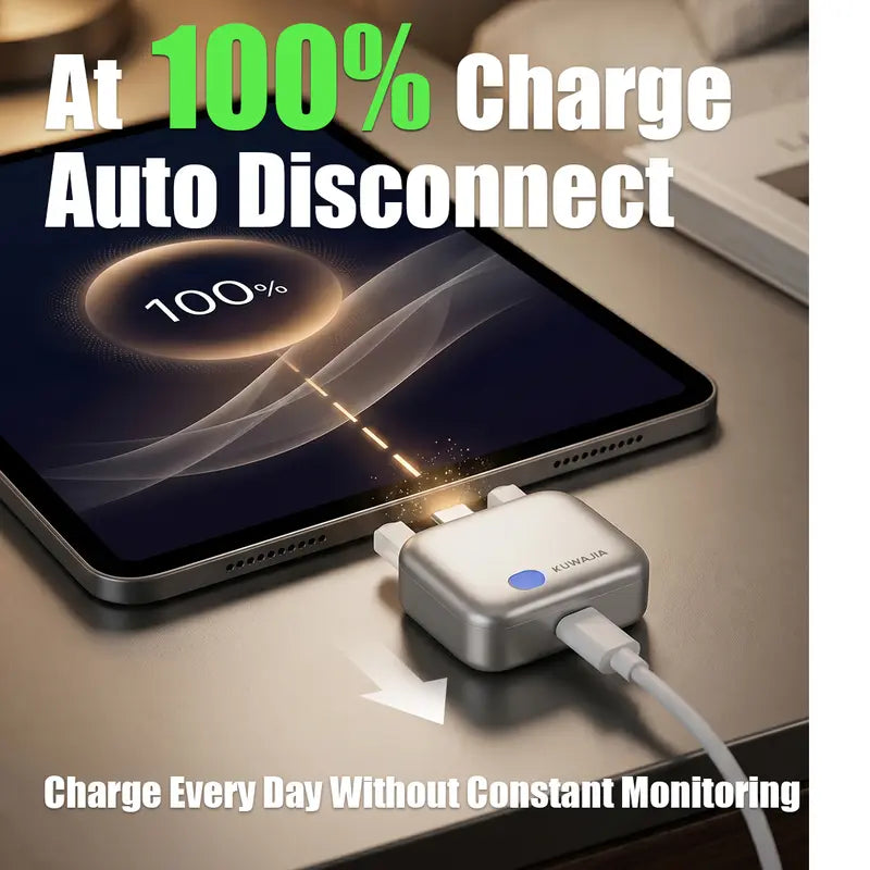 KUWAJIA 140W Power Physical-Disconnect Battery Guard - Safe Auto-Eject Charger with Smart Auto-Stop Charging Function, Accessory for Mobile Phones, Laptops, Tablets