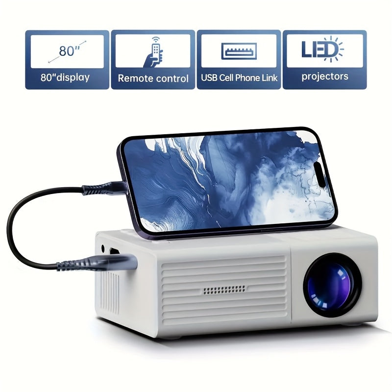 1080P HD Mini Projector with LED Display