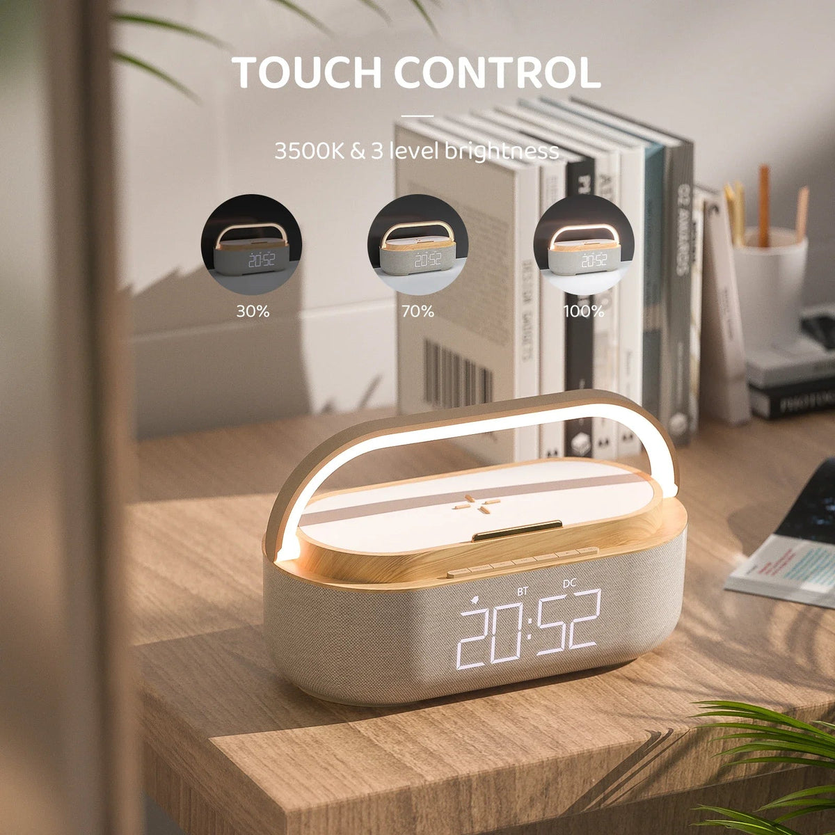 Bluetooth Speaker with Wireless Charging & Alarm Clock