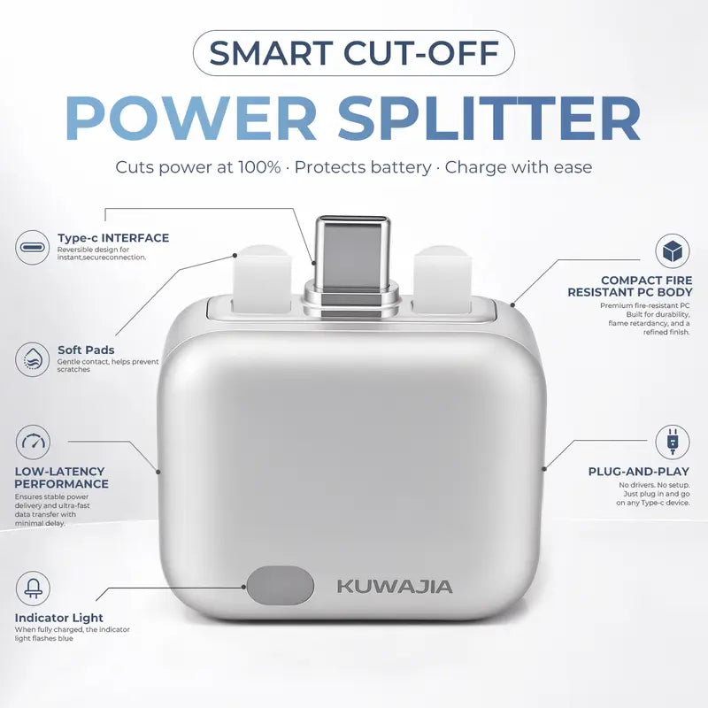 KUWAJIA 140W Power Physical-Disconnect Battery Guard - Safe Auto-Eject Charger with Smart Auto-Stop Charging Function, Accessory for Mobile Phones, Laptops, Tablets