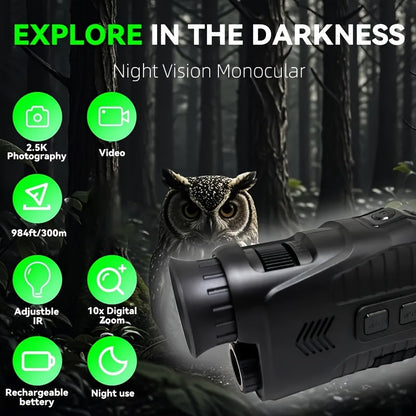 10X Digital Zoom Infrared Monocular with LED Light